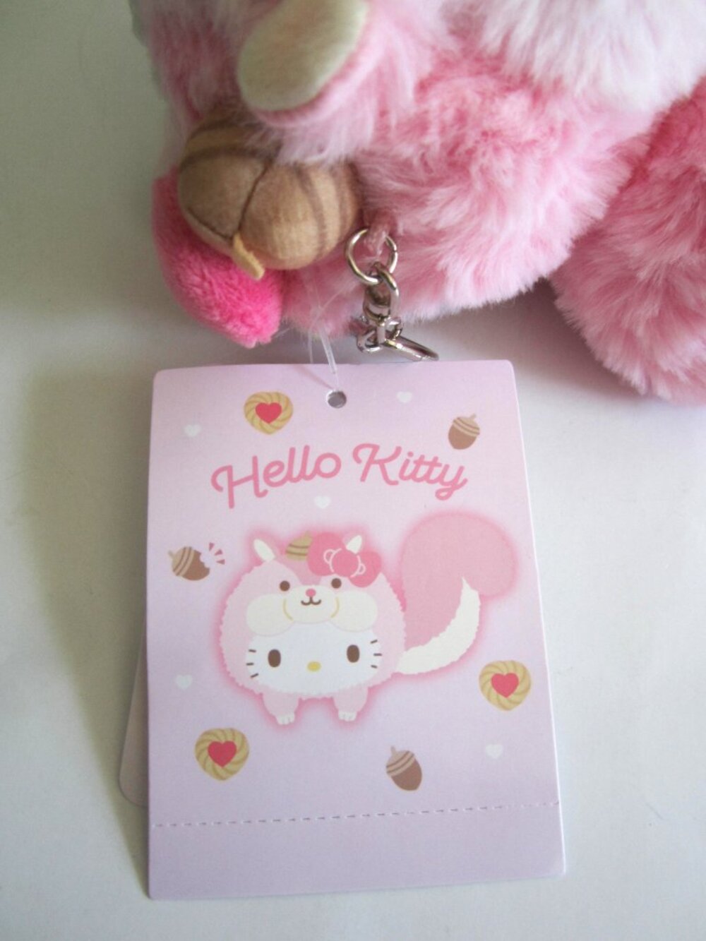 Hello Kitty Squirrel Costume Carry Heart Pink Keychain Plush Doll Sanrio NEW - Picture 6 of 7